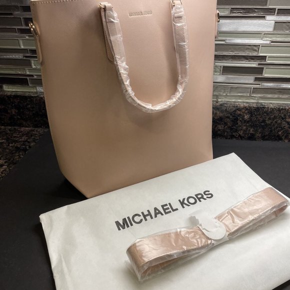 Michael Kors Blush Pink Tote Crossbody Bag Shopper Travel Handbag NEW - Picture 8 of 9